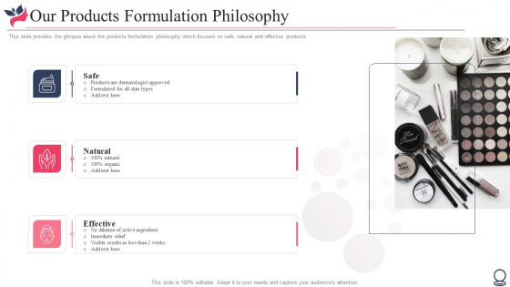 Pitch Deck For Beauty Assistance Investor Financing Elevator Our Products Formulation Philosophy Introduction PDF Pitch Deck For Beauty Assistance Investor Financing Elevator Our Products Formulation Philosophy Introduction PDF