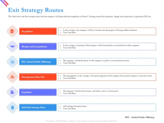 Pitch Deck For Fund Raising From Series C Funding Exit Strategy Routes Graphics PDF Pitch Deck For Fund Raising From Series C Funding Exit Strategy Routes Graphics PDF