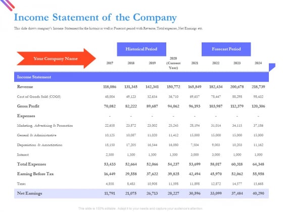 Pitch Deck For Fund Raising From Series C Funding Income Statement Of The Company Formats PDF Pitch Deck For Fund Raising From Series C Funding Income Statement Of The Company Formats PDF