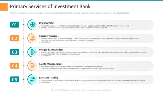 Pitch Deck For General Advisory Deal Primary Services Of Investment Bank Clipart PDF Pitch Deck For General Advisory Deal Primary Services Of Investment Bank Clipart PDF