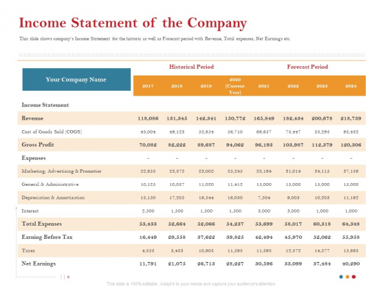 Pitch Deck For Raising Capital For Inorganic Growth Income Statement Of The Company Demonstration PDF Pitch Deck For Raising Capital For Inorganic Growth Income Statement Of The Company Demonstration PDF