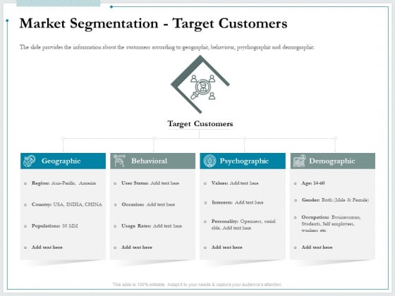 Pitch Deck For Raising Funds From Product Crowdsourcing Market Segmentation Target Customers Summary PDF