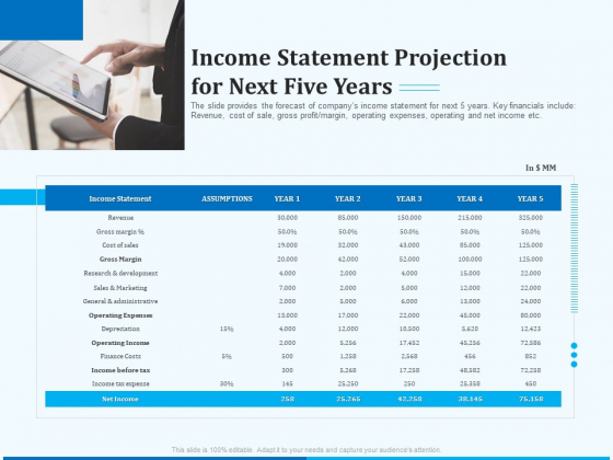 Pitch Deck For Seed Financing Income Statement Projection For Next Five Years Template PDF Pitch Deck For Seed Financing Income Statement Projection For Next Five Years Template PDF