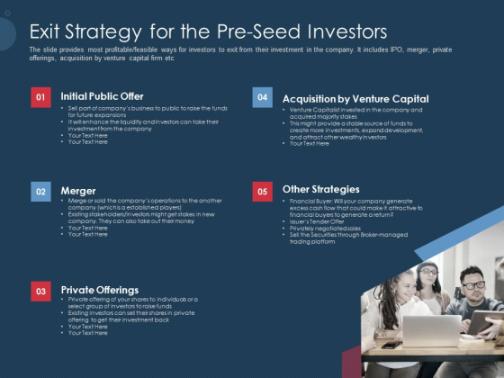 Pitch Deck To Gather Funding From Initial Capital Exit Strategy For The Pre Seed Investors Template PDF Pitch Deck To Gather Funding From Initial Capital Exit Strategy For The Pre Seed Investors Template PDF