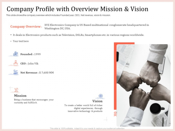 Pitch Deck To Raise Capital From Product Pooled Funding Company Profile With Overview Mission And Vision Designs PDF Pitch Deck To Raise Capital From Product Pooled Funding Company Profile With Overview Mission And Vision Designs PDF