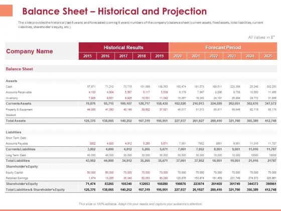 Pitch Deck To Raise Funding From Equity Crowdfunding Balance Sheet Historical And Projection Ppt File Vector PDF Pitch Deck To Raise Funding From Equity Crowdfunding Balance Sheet Historical And Projection Ppt File Vector PDF
