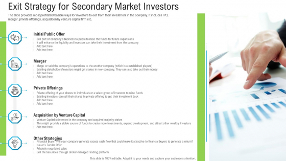 Pitch Deck To Raise Funding From Secondary Market Exit Strategy For Secondary Market Investors Topics PDF Pitch Deck To Raise Funding From Secondary Market Exit Strategy For Secondary Market Investors Topics PDF