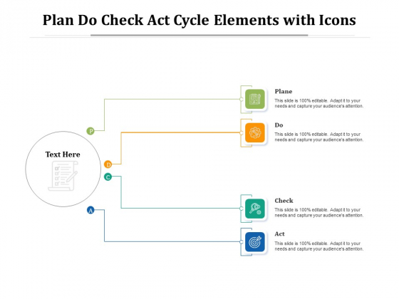 Plan Do Check Act Cycle Elements With Icons Ppt PowerPoint Presentation Outline Maker PDF