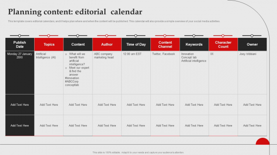 Planning Content Editorial Calendar Brand Introduction Plan Background