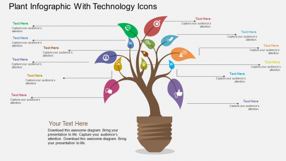 Plant Infographic With Technology Icons Powerpoint Template