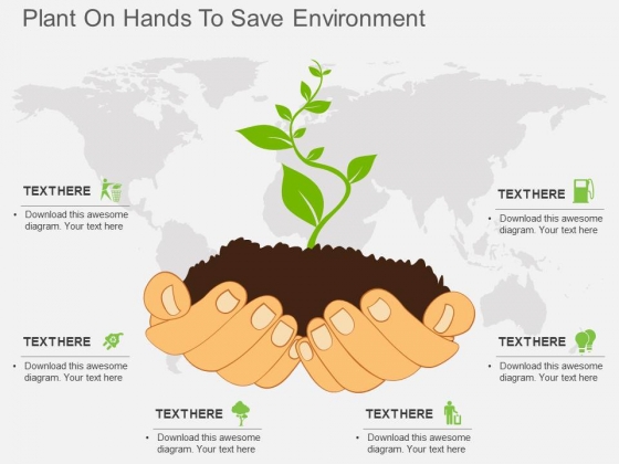 Plant On Hands To Save Environment Powerpoint Template