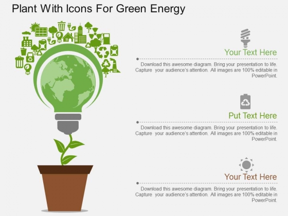 Plant With Icons For Green Energy Powerpoint Template Plant With Icons For Green Energy Powerpoint Template