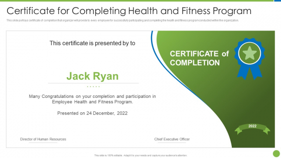 Playbook For Staff Wellbeing Certificate For Completing Health And Fitness Program Professional PDF Playbook For Staff Wellbeing Certificate For Completing Health And Fitness Program Professional PDF