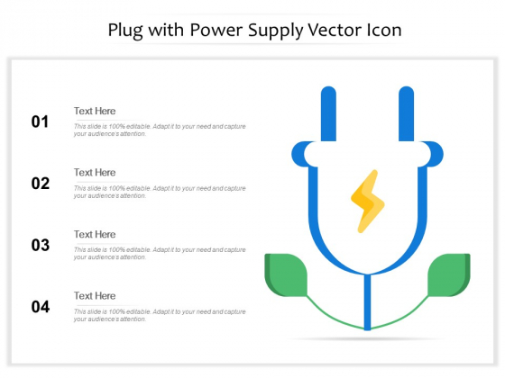 Plug With Power Supply Vector Icon Ppt PowerPoint Presentation Gallery Show PDF