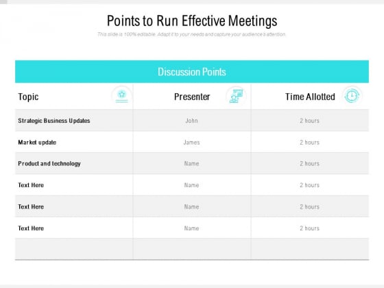 Points To Run Effective Meetings Ppt PowerPoint Presentation Show Slide Points To Run Effective Meetings Ppt PowerPoint Presentation Show Slide