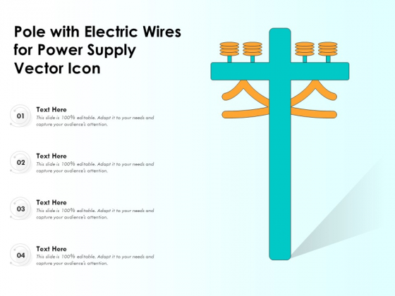 Pole With Electric Wires For Power Supply Vector Icon Ppt PowerPoint Presentation Gallery Slide Portrait PDF