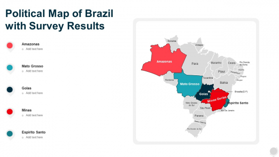 Political Map Of Brazil With Survey Results Ppt PowerPoint Presentation Icon Professional PDF