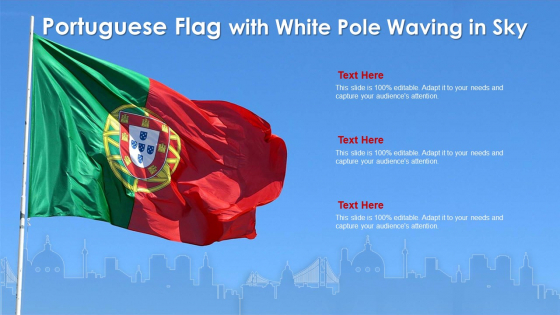 Portuguese Flag With White Pole Waving In Sky Portrait PDF