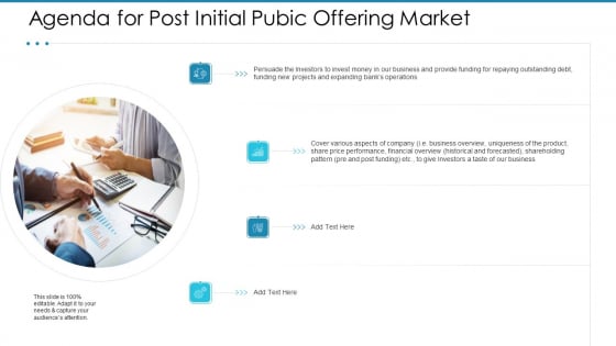 Post Initial Pubic Offering Market Pitch Deck Agenda For Post Initial Pubic Offering Market Introduction PDF Post Initial Pubic Offering Market Pitch Deck Agenda For Post Initial Pubic Offering Market Introduction PDF