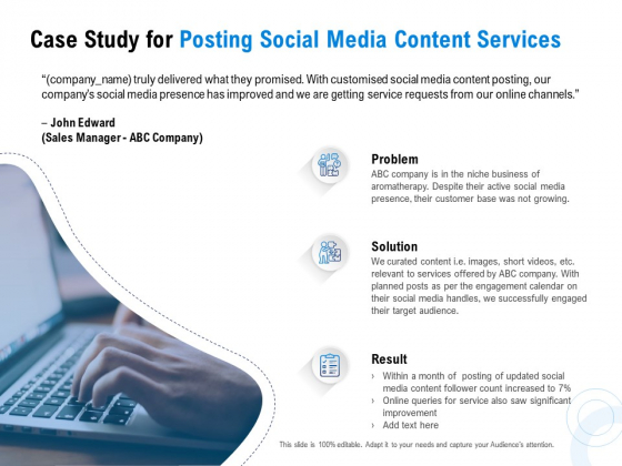 Posting Social Media Content Case Study For Posting Social Media Content Services Ppt PowerPoint Presentation Portfolio Deck PDF Posting Social Media Content Case Study For Posting Social Media Content Services Ppt PowerPoint Presentation Portfolio Deck PDF