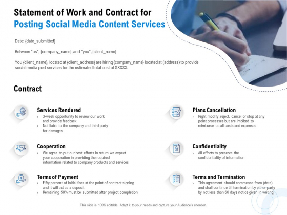 Posting Social Media Content Statement Of Work And Contract For Posting Social Media Content Services Portrait PDF Posting Social Media Content Statement Of Work And Contract For Posting Social Media Content Services Portrait PDF