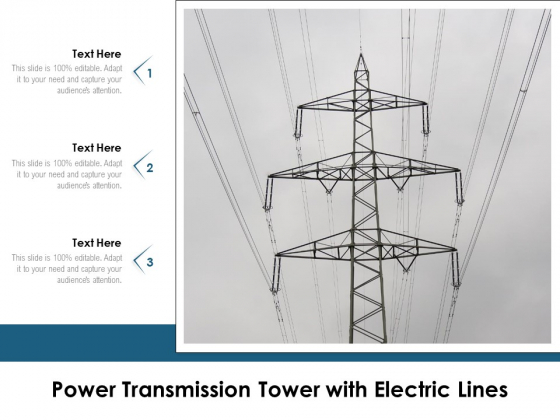 Power Transmission Tower With Electric Lines Ppt PowerPoint Presentation Pictures Templates PDF