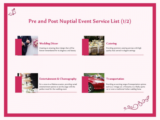 Pre Postnuptial Pre And Post Nuptial Event Service List Decor Ppt Infographic Template Outfit PDF Pre Postnuptial Pre And Post Nuptial Event Service List Decor Ppt Infographic Template Outfit PDF