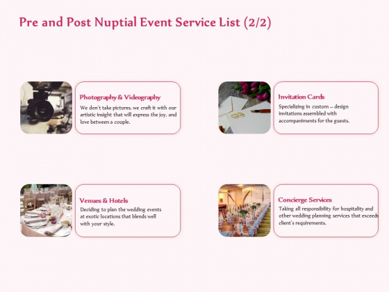 Pre Postnuptial Pre And Post Nuptial Event Service List Ppt File Design Inspiration PDF Pre Postnuptial Pre And Post Nuptial Event Service List Ppt File Design Inspiration PDF