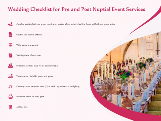 Pre Postnuptial Wedding Checklist For Pre And Post Nuptial Event Services Ppt Portfolio Smartart PDF Pre Postnuptial Wedding Checklist For Pre And Post Nuptial Event Services Ppt Portfolio Smartart PDF