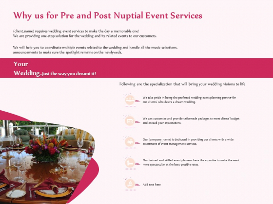 Pre Postnuptial Why Us For Pre And Post Nuptial Event Services Ppt Portfolio Gridlines PDF Pre Postnuptial Why Us For Pre And Post Nuptial Event Services Ppt Portfolio Gridlines PDF