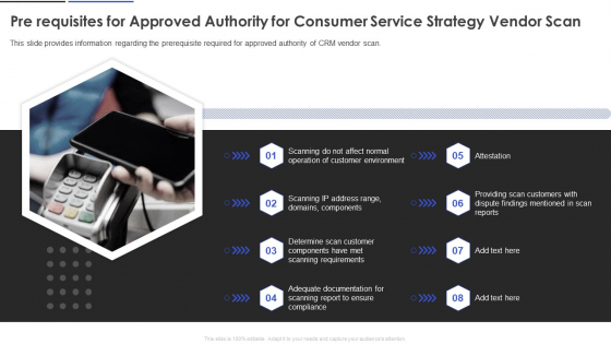 Pre Requisites For Approved Authority For Consumer Service Strategy Vendor Scan Infographics PDF
