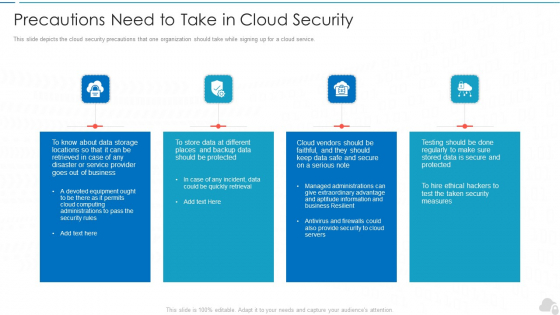 Precautions Need To Take In Cloud Security Cloud Computing Security IT Ppt Inspiration Templates PDF Precautions Need To Take In Cloud Security Cloud Computing Security IT Ppt Inspiration Templates PDF