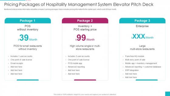 Pricing Packages Of Hospitality Management System Elevator Pitch Deck Portrait PDF Pricing Packages Of Hospitality Management System Elevator Pitch Deck Portrait PDF