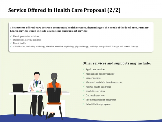 Primary Healthcare Implementation Service Service Offered In Health Care Proposal Services Diagrams PDF