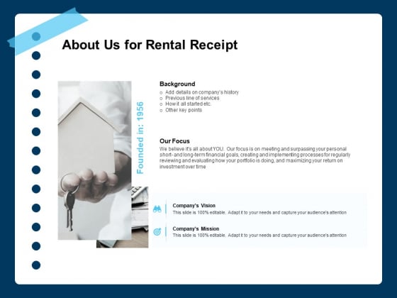 Printable Rent Receipt Template About Us For Rental Receipt Ppt Infographics Professional PDF Printable Rent Receipt Template About Us For Rental Receipt Ppt Infographics Professional PDF