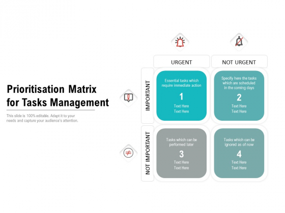 Prioritisation Matrix For Tasks Management Ppt PowerPoint Presentation Ideas Visual Aids PDF Prioritisation Matrix For Tasks Management Ppt PowerPoint Presentation Ideas Visual Aids PDF