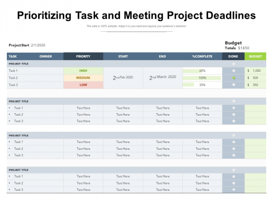 Prioritizing Task And Meeting Project Deadlines Ppt PowerPoint Presentation Summary Graphics Download PDF