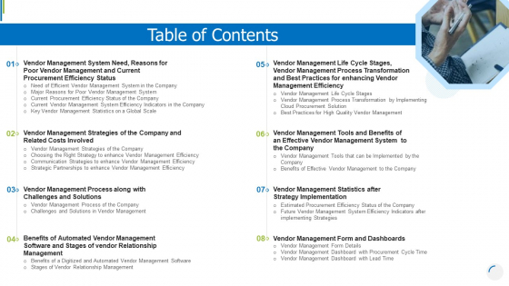 Procedure Management Tools To Decrease Vendor Risks And Enhance Administrative Effectiveness Table Of Contents Brochure PDF