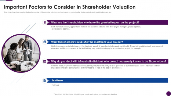 Procedure To Identify The Shareholder Value Important Factors To Consider In Shareholder Valuation Brochure PDF