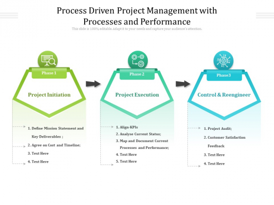 Process Driven Project Management With Processes And Performance Ppt PowerPoint Presentation Infographic Template Diagrams PDF