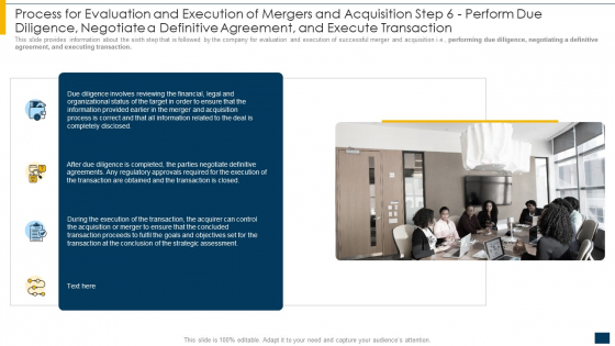 Process For Evaluation And Execution Of Mergers And Acquisition Step 6 Perform Due Background PDF