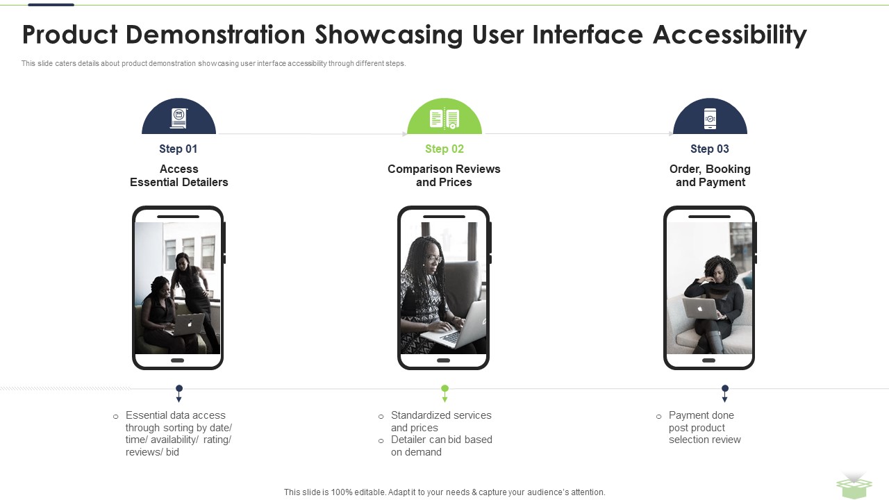 Product Demonstration Showcasing User Interface Accessibility Icons PDF