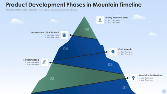 Product Development Phases In Mountain Timeline Professional PDF