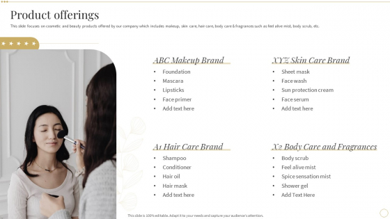 Product Offerings Skin Care And Beautifying Products Company Profile Introduction PDF Product Offerings Skin Care And Beautifying Products Company Profile Introduction PDF