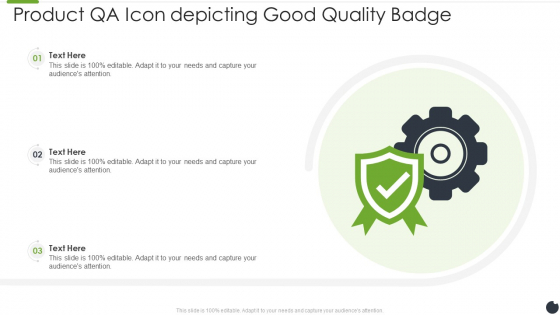 Product QA Icon Depicting Good Quality Badge Professional PDF