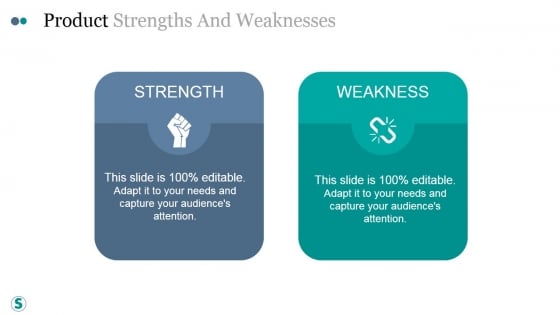product strengths and weaknesses ppt powerpoint presentation slide strength and weaknesses