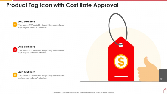 Product Tag Icon With Cost Rate Approval Icons PDF