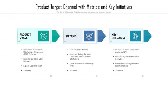 Product Target Channel With Metrics And Key Initiatives Template PDF
