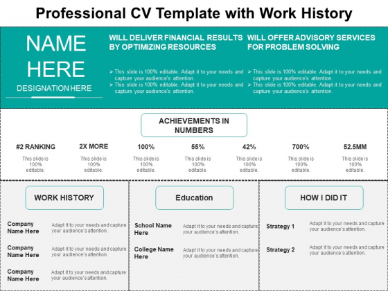 Professional CV Template With Work History Ppt PowerPoint Presentation Infographics Inspiration PDF Professional CV Template With Work History Ppt PowerPoint Presentation Infographics Inspiration PDF