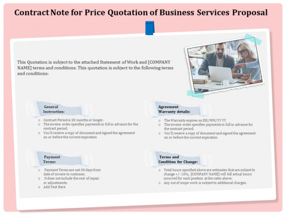 Professional Contract Note For Price Quotation Of Business Services Proposal Inspiration PDF Professional Contract Note For Price Quotation Of Business Services Proposal Inspiration PDF